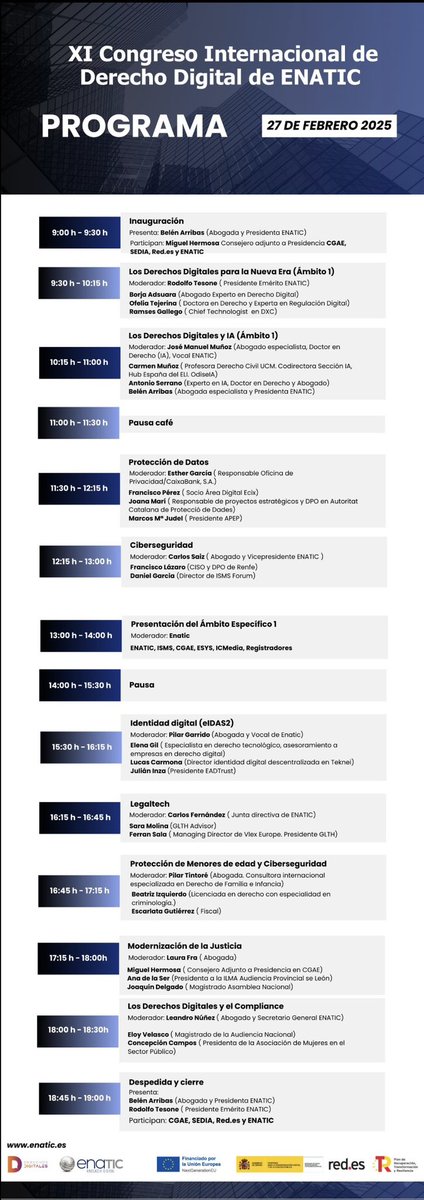Concepción Campos (@mccamposacunha) on Twitter photo 𝗖𝗼𝗻𝗴𝗿𝗲𝘀𝗼 𝗜𝗻𝘁𝗲𝗿𝗻𝗮𝗰𝗶𝗼𝗻𝗮𝗹 𝗱𝗲 #𝗗𝗲𝗿𝗲𝗰𝗵𝗼𝗗𝗶𝗴𝗶𝘁𝗮𝗹
Un honor participar en la 11ª edición del Congreso Internacional de Derecho Digital organizado por <a href="/ENATIC1/">ENATIC</a> en colaboración con <a href="/Abogacia_es/">Abogacía Española</a>, <a href="/SEDIAgob/">S.E. Digitalización e Inteligencia Artificial</a> y <a href="/redpuntoes/">Red.es</a> con #referentesTECH #Compliance 𝗖𝗼𝗻𝗴𝗿𝗲𝘀𝗼 𝗜𝗻𝘁𝗲𝗿𝗻𝗮𝗰𝗶𝗼𝗻𝗮𝗹 𝗱𝗲 #𝗗𝗲𝗿𝗲𝗰𝗵𝗼𝗗𝗶𝗴𝗶𝘁𝗮𝗹
Un honor participar en la 11ª edición del Congreso Internacional de Derecho Digital organizado por <a href="/ENATIC1/">ENATIC</a> en colaboración con <a href="/Abogacia_es/">Abogacía Española</a>, <a href="/SEDIAgob/">S.E. Digitalización e Inteligencia Artificial</a> y <a href="/redpuntoes/">Red.es</a> con #referentesTECH #Compliance