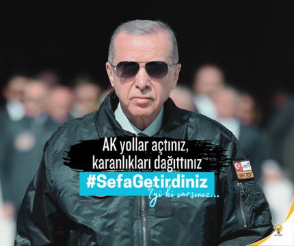 Liderimiz, Cumhurbaşkanımız ve Genel Başkanımız Sayın <a href="/RTErdogan/">Recep Tayyip Erdoğan</a>; ömrümüze, ülkemize ve milletimize #SefaGetirdiniz…

Cesaretinizle, adanmışlığınızla ve güçlü liderliğinizle sadece ülkemize değil, tüm dünyaya yön veren bir dava adamı olarak milletimizin gönlündeki yeriniz, her