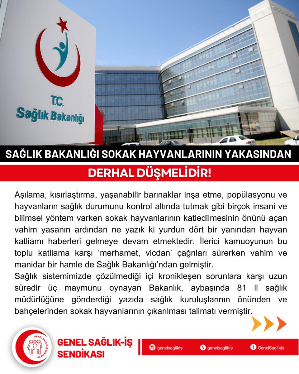 SAĞLIK BAKANLIĞI SOKAK HAYVANLARININ YAKASINDAN DERHAL DÜŞMELİDİR

Aşılama, kısırlaştırma, yaşanabilir barınaklar inşa etme, popülasyonu ve hayvanların sağlık durumunu kontrol altında tutmak gibi birçok insani ve bilimsel yöntem varken sokak hayvanlarının katledilmesinin önünü