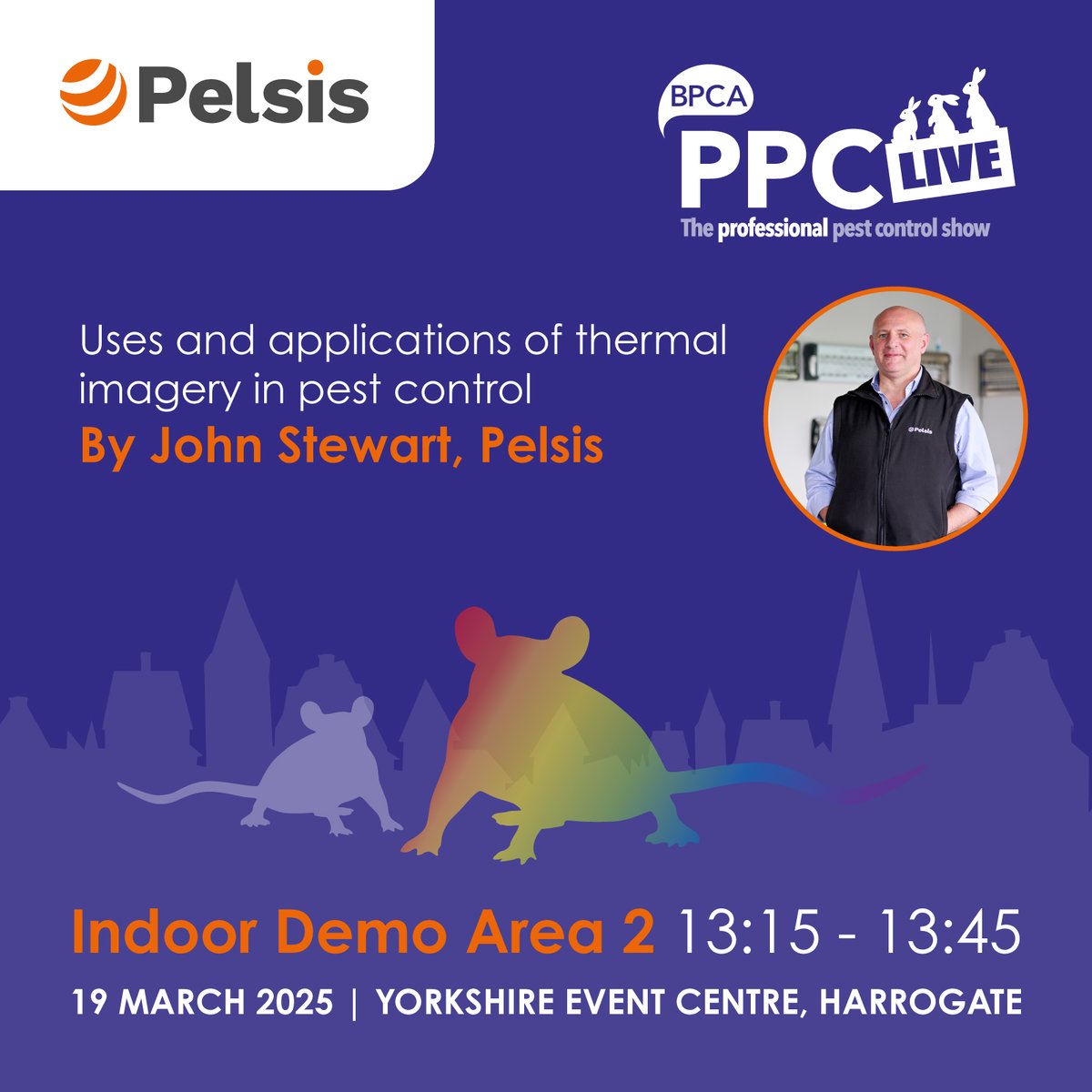 That's right! Don't miss John's awesome talk at BPCA PPC Live from 13:15 - 13:45 on the incredible uses of thermal imagery in pest control! 🐝🔥 

Register now: ow.ly/WoBn50UY9UH

#PPCLive2025 #ThermalImagery #PestControl