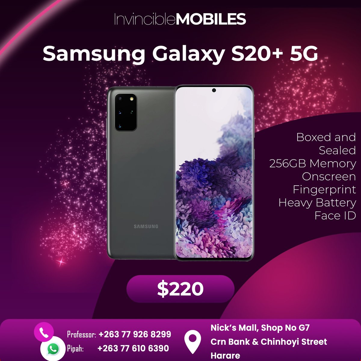 EngPipahRagas's tweet image. Samsung Galaxy S20+ 5G: A perfect blend of power and style with 256GB storage. Transform your connectivity experience today! #TechUpgrades