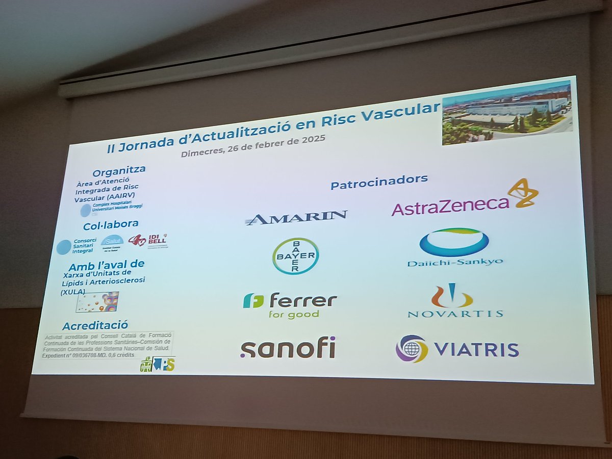 Arrancamos con mucha ilusión la II Jornada de actualización en Riesgo Vascular del Complex Hospitalari Universitari Moisès Broggi en el auditorio del Hospital de Sant Joan Despi. Con aforo completo de asistencia !!!