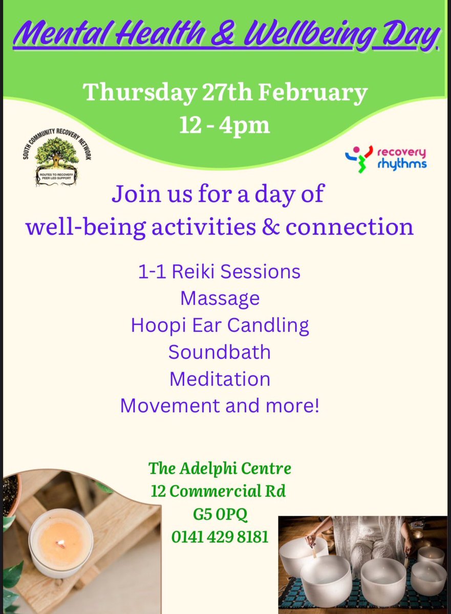 Employability Support Worker Terry will be at SCRNs Mental Health and Wellbeing event so if you want a chat, want to hear about what’s happening at Elevate or how to refer in, why not say hello to Terry ☺️?

Looks like a fantastic event <a href="/SCRNglasgow/">South Community Recovery Network (SCRN)</a> 👏🏼