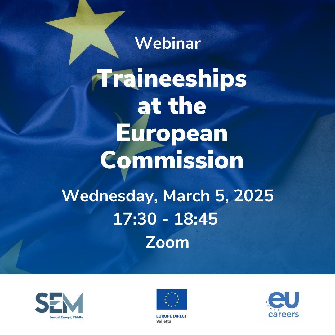 Applications for the Blue Book Traineeship at the European Commission are now open! 🇪🇺
💡Attend our webinar to learn more about this exciting opportunity!
✍️ Register here ➡️ shorturl.at/y8wvD