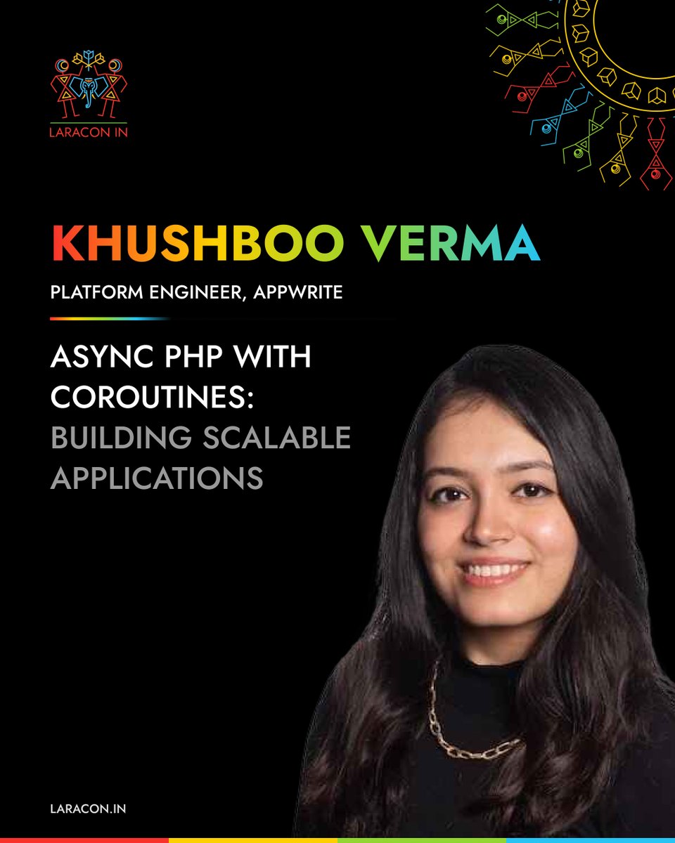 LaraconIN's tweet image. Khushboo Verma, Platform Engineer at Appwrite, will explore #AsyncPHP with Coroutines for building scalable applications. A forward-looking session of @khushbooverma_!
Grab the tickets now 🔗 bit.ly/4i7M96h
#LaraconIndia #LaraconIN #LaraconIN2025 #LaravelCommunity