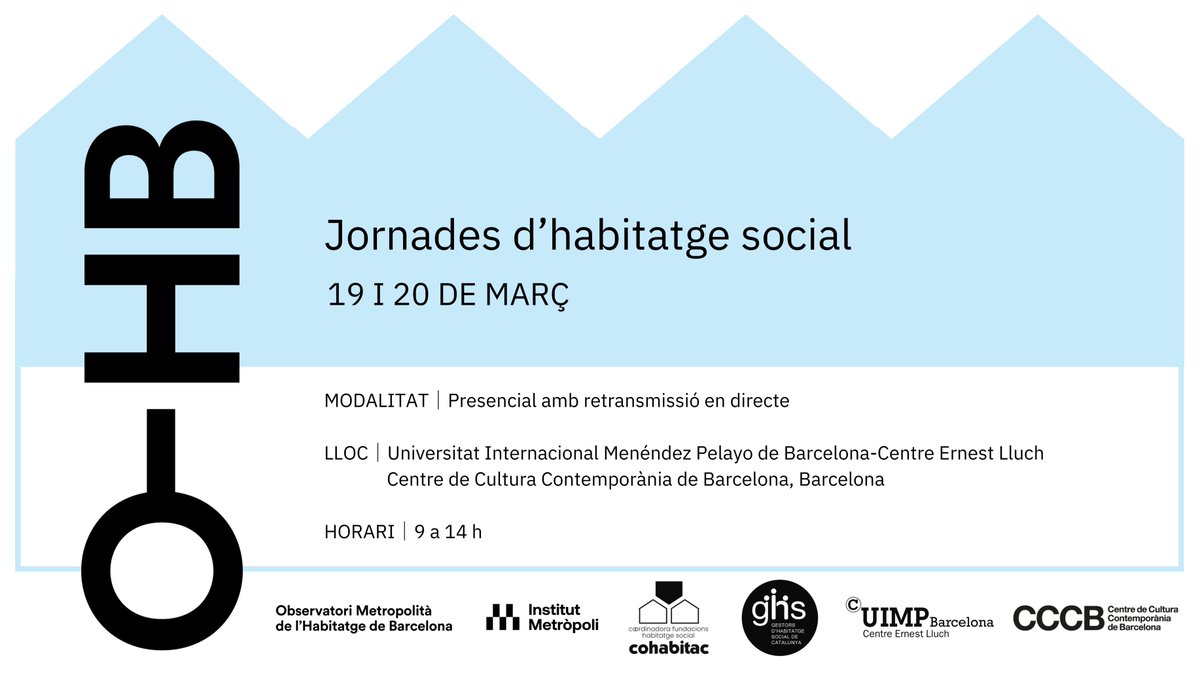Institut Metròpoli (@instmetropoli) on Twitter photo 📢 No et perdis les #JornadesHabitatgeSocial de l'<a href="/OMHBcn/">Observatori Metropolità Habitatge de Barcelona</a> organitzades amb <a href="/ghscatalunya/">GHS Catalunya</a> i <a href="/cohabitac/">Cohabitac</a>
📅 19 i 20 de març
📍 <a href="/cececebe/">CCCB</a>
Inscripcions obertes! 👇 <a href="/cuimpb1/">cuimpb</a>
bit.ly/habitatge-soci… 📢 No et perdis les #JornadesHabitatgeSocial de l'<a href="/OMHBcn/">Observatori Metropolità Habitatge de Barcelona</a> organitzades amb <a href="/ghscatalunya/">GHS Catalunya</a> i <a href="/cohabitac/">Cohabitac</a>
📅 19 i 20 de març
📍 <a href="/cececebe/">CCCB</a>
Inscripcions obertes! 👇 <a href="/cuimpb1/">cuimpb</a>
bit.ly/habitatge-soci…