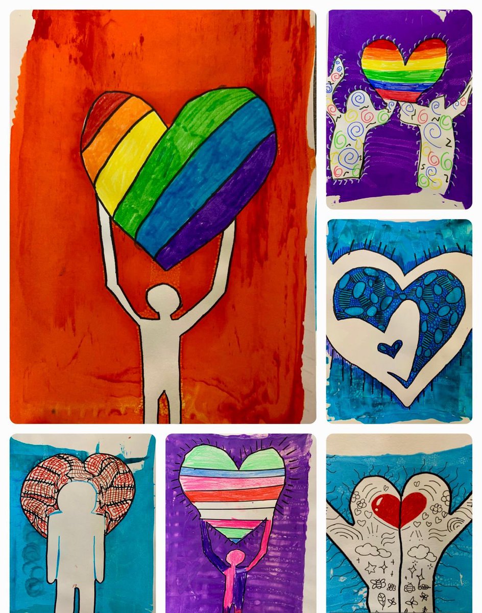 BedfordArts's tweet image. We have been celebrating LGBTQ month! Well done to our Year 7 and 8 Art club students for making these screen prints in the style of Keith Haring. #loveislove🌈 #wearebedfordarts
