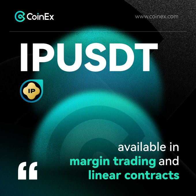 CoinEx South Africa (@coinexsa) on Twitter photo New Margin Trading Pair - $IP / $USDT
📅 Listing Date: Feb 25, 2025 at 10:00 AM UTC
⚖️ Markets: #IP / #USDT
✅ Supported Leverage: 3X
📲 Learn more about <a href="/StoryProtocol/">Story (꧁IP꧂)</a>
🔗 Announcement: coinex.com/s/41MC
📈 Trade here: coinex.com/en/exchange/ip…
New Linear Contract - $IP New Margin Trading Pair - $IP / $USDT
📅 Listing Date: Feb 25, 2025 at 10:00 AM UTC
⚖️ Markets: #IP / #USDT
✅ Supported Leverage: 3X
📲 Learn more about <a href="/StoryProtocol/">Story (꧁IP꧂)</a>
🔗 Announcement: coinex.com/s/41MC
📈 Trade here: coinex.com/en/exchange/ip…
New Linear Contract - $IP