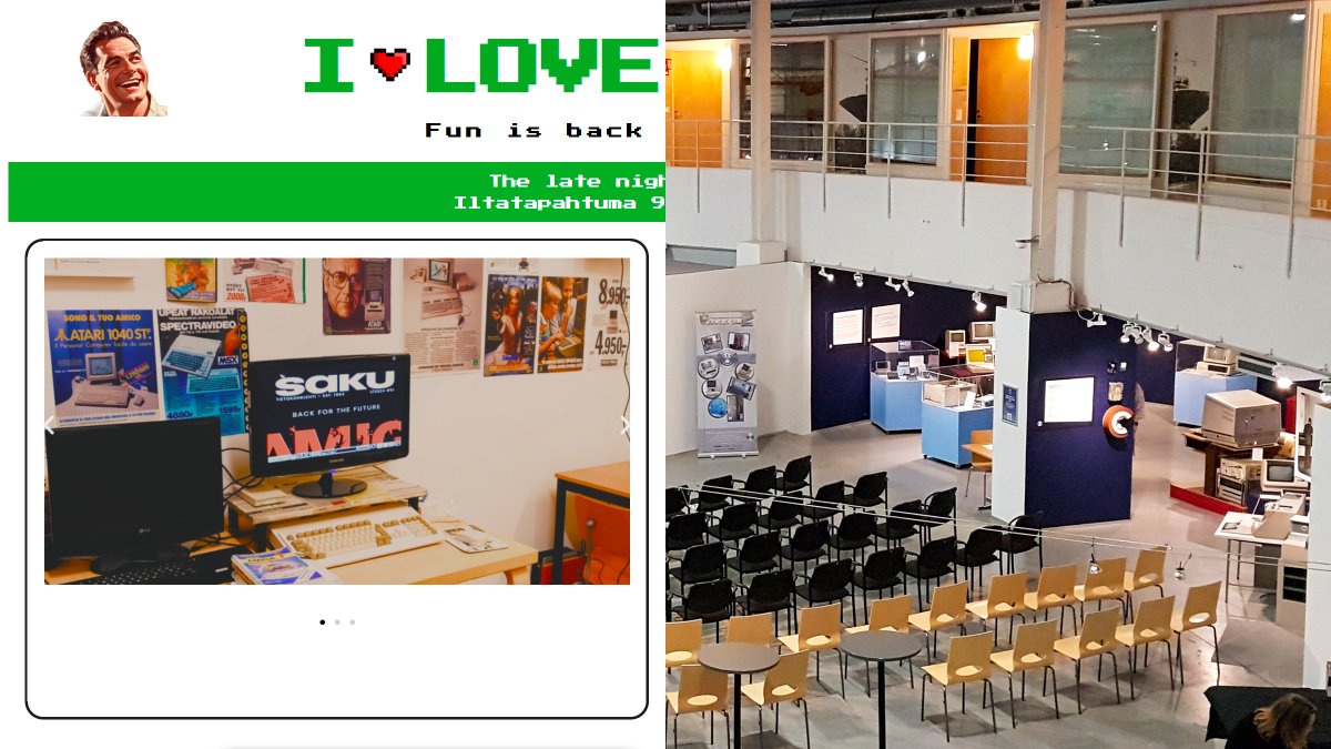 Tietokonemuseotärpit Helsinkiin! Suomen tietokonemuseon näyttely (kuvassa oik.) on enää viikon loppuun Tekniikan museossa, Viikintie 1: tekniikanmuseo.fi/nayttely/yhtei…

Kallion pop-up-tietokonemuseo (vas.) on auki ainakin maaliskuun la/su:t ja ilta myynnissä 9.5.: ilove8bit.fi/fi/ilta/