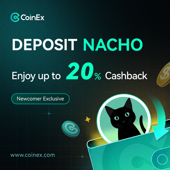 CoinEx South Africa (@coinexsa) on Twitter photo Newcomers, this one’s for you! 🎁 Deposit $NACHO & get up to 20% CASHBACK! 💰
First 200 users with a net deposit of ≥ 2M NACHO are eligible. Hurry, spots are limited!
👉Join now: coinex.com/s/41I5
📜More details: coinex.com/s/41IS
📲Learn more about <a href="/NachoWyborski/">Nacho the 𐤊at</a> Newcomers, this one’s for you! 🎁 Deposit $NACHO & get up to 20% CASHBACK! 💰
First 200 users with a net deposit of ≥ 2M NACHO are eligible. Hurry, spots are limited!
👉Join now: coinex.com/s/41I5
📜More details: coinex.com/s/41IS
📲Learn more about <a href="/NachoWyborski/">Nacho the 𐤊at</a>
