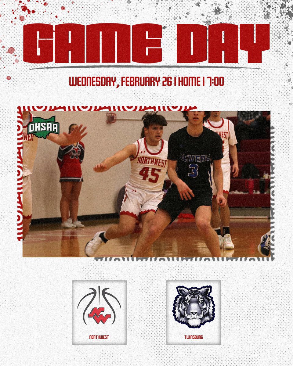 🚨Tournament Game Day: The Boys Basketball team takes on the Twinsburg Tigers tonight at home in a District Semifinal matchup🏀 #RollTribe <a href="/NWTribe/">Northwest Schools</a> @nwbbk

🕖 Game begins @ 7:00

Theme is BLACK OUT 🖤

🎟️ Adults $8, Students $5 cash at the gate or online @ ohsaa.org/tickets