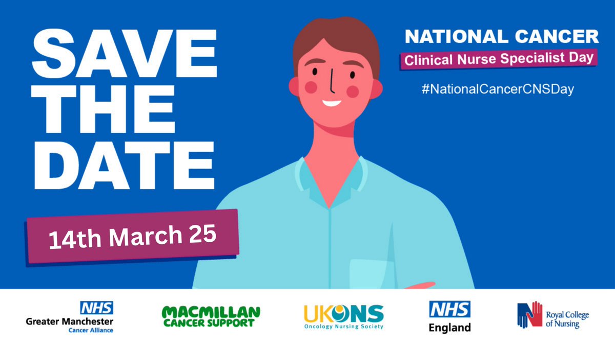Save the date! 14 March is National Cancer CNS Day. Join us on social media to show support &amp; appreciation for our amazing Cancer Clinical Nurse Specialist Workforce #NationalCancerCNSDay