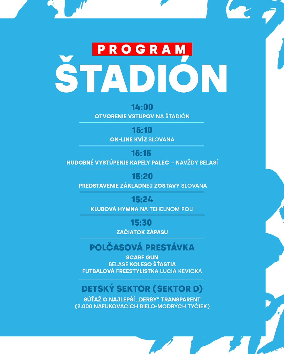 Bohatý program na sobotné DERBY Slovan - <a href="/FCSpartakTrnava/">Spartak Trnava</a>. 

Vstupenky v predaji na vstupenky.skslovan.com
