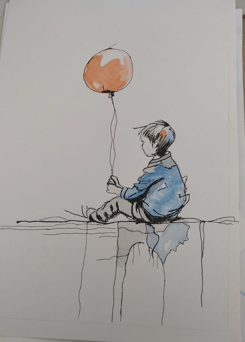 Painting by my dear Mom (85 yo) in loving memory of the #Bibas's 

For Kfir, who never celebrated a birthday 
For Ariel, the Batman 
For Shiri, the lioness Mom 

We will never forget 💔