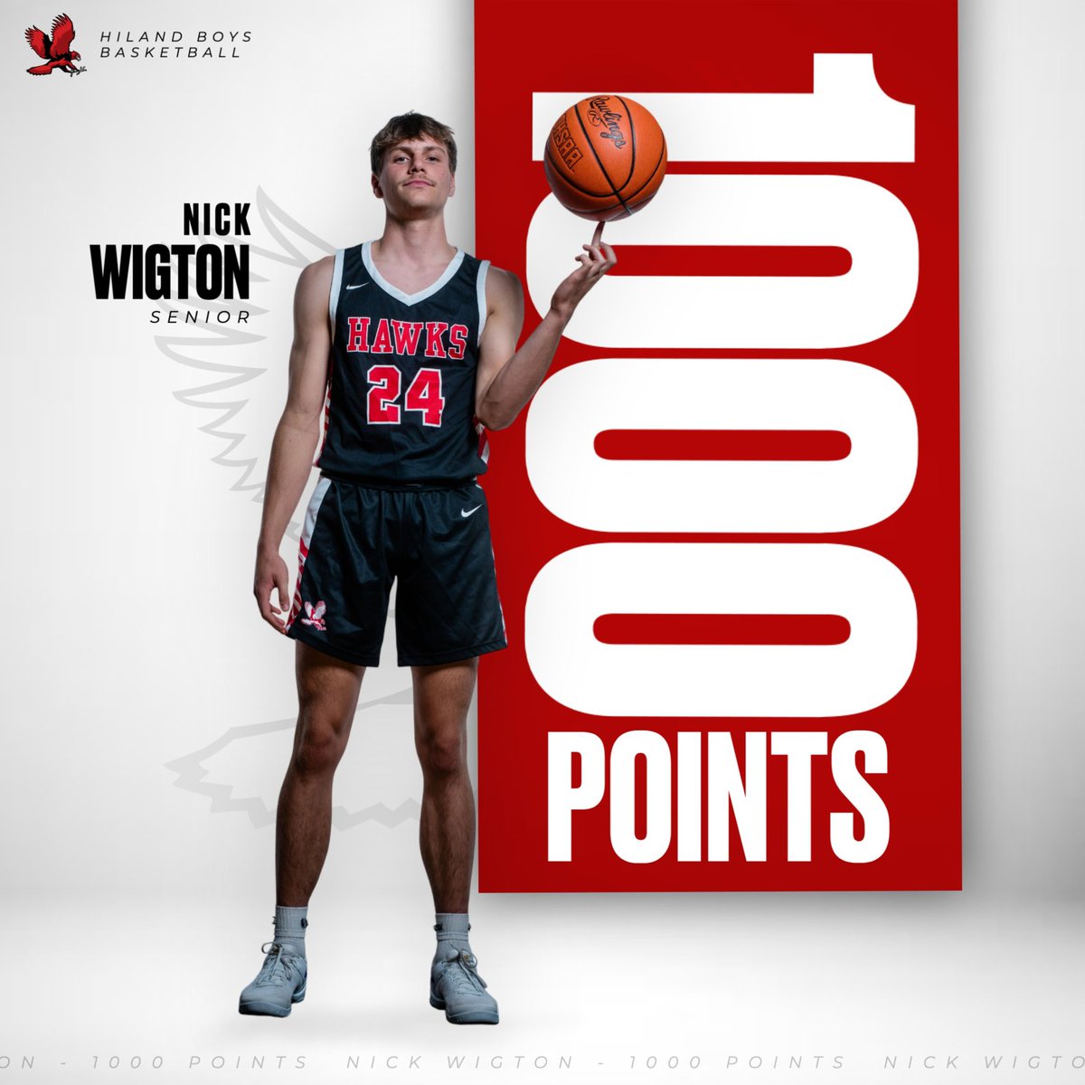 During last night’s District Semi-final game - Senior Nick Wigton surpassed 1,000 career points! Congratulations, Nick! 🏀🦅