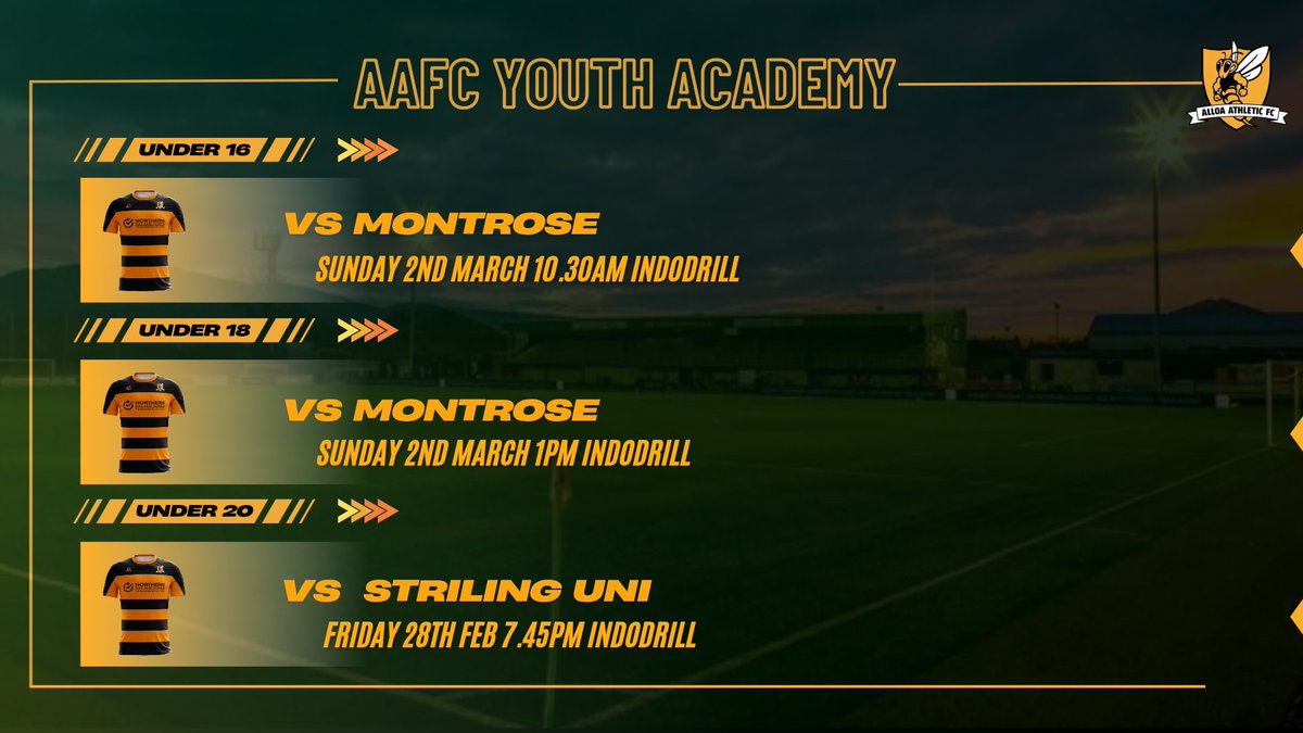 Youth Academy fixtures this week.