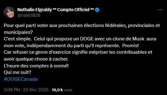 Volontariste's tweet photo. Nathalie ferait une excellente candidate pour le @pPopulaireca! #PPC @DanbQc #DOGEcanada https://t.co/RbisJcMpub