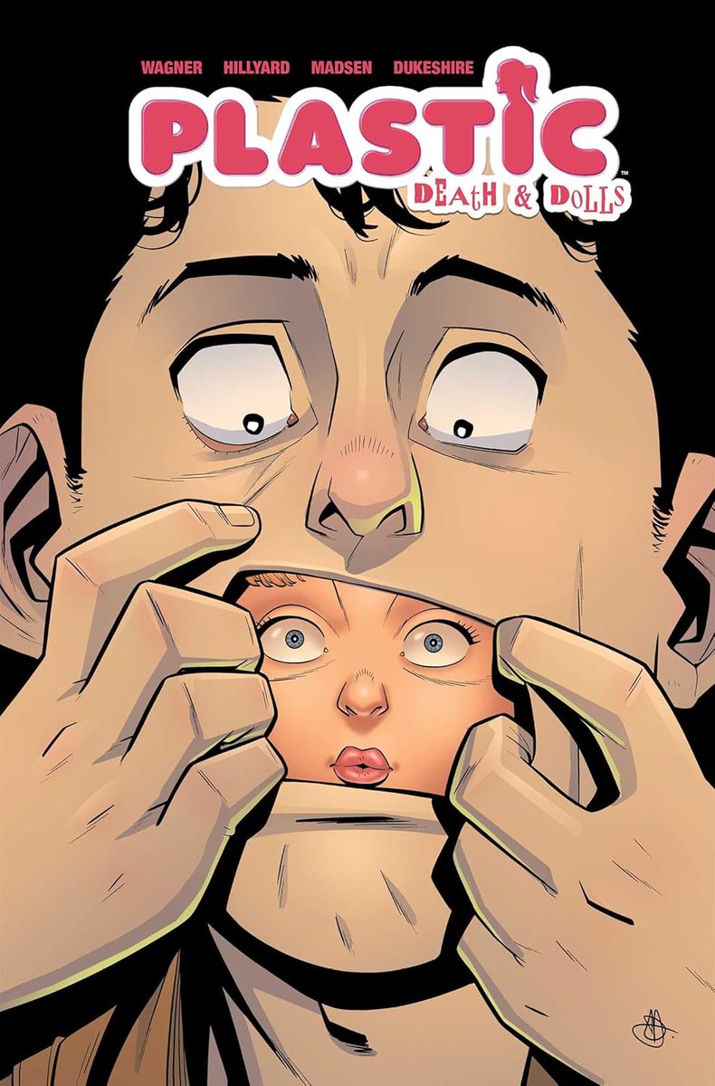 12GaugeComics's tweet photo. The Plastic: Death & Dolls collection is sneaking up on you 😱 The insidious, bloody serial killer prequel to #PlasticComic is a relentless descent into chaos. Edwyn's past is revealed as he battles a sociopathic group of truckers. Out 4/1🍴
W: @Doug_Wagner
A: @DBH184
C: Michelle Madsen
L: @eDukeDW