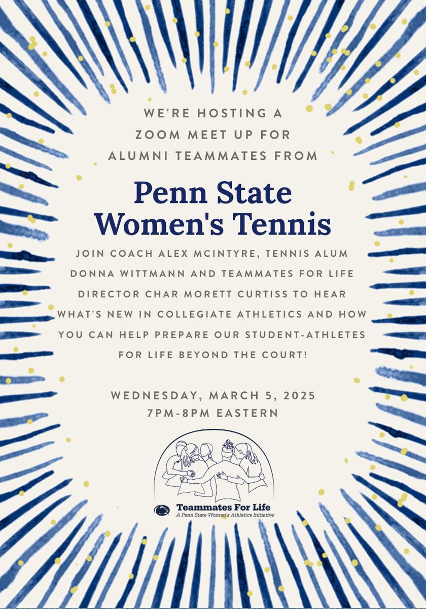 Calling all <a href="/pennstateWTEN/">Penn State Women’s Tennis</a> alums! Please email teammatesforlife@psu.edu for login information.