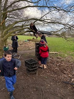NectonFS's tweet image. A welcome return to our Forest club after our half-term break. Teamwork with giggles and problem solving or chilling in the trees and hammock after a busy day in the classroom.