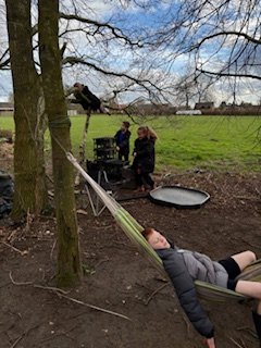 NectonFS's tweet image. A welcome return to our Forest club after our half-term break. Teamwork with giggles and problem solving or chilling in the trees and hammock after a busy day in the classroom.
