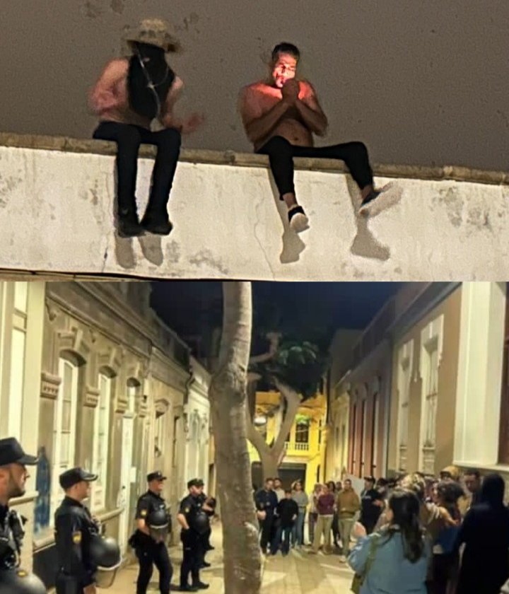 #Tenerife | Llegan ilegalmente desde Marruecos y no son expulsados, sino que son mantenidos con recursos públicos.

Se meten a ocupar casas, amenazan a los vecinos con cuchillos, roban y acaban siendo protegidos por la policía.

Mientras, se fuman un cigarro para celebrarlo.