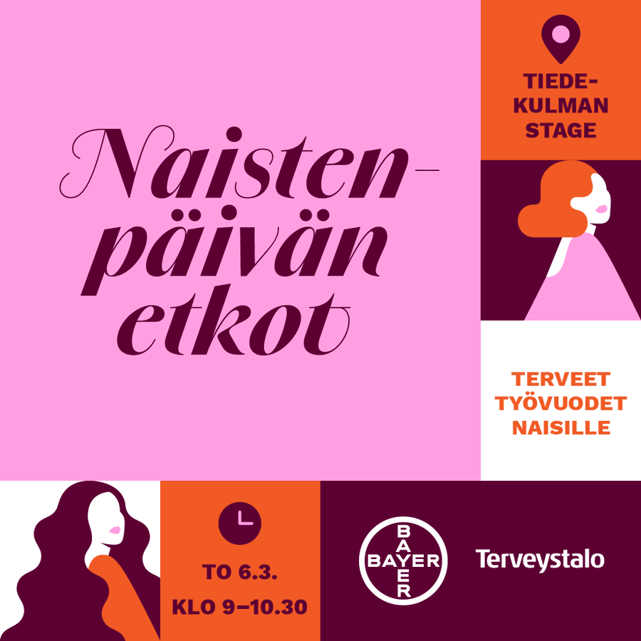 Mitä naisille kuuluu? Tervetuloa <a href="/Terveystalo/">Terveystalo</a> ja <a href="/BayerSuomi/">Bayer Suomi</a> järjestämille Naistenpäivän etkoille Tiedekulmaan torstaina 6.3. Paikalla on upea kattaus naisterveyden asiantuntijoita ja mielenkiintoisia puhujia. Ilmoittaudu mukaan #naistenpäivänetkot ➡️ lyyti.fi/reg/naistenpai…