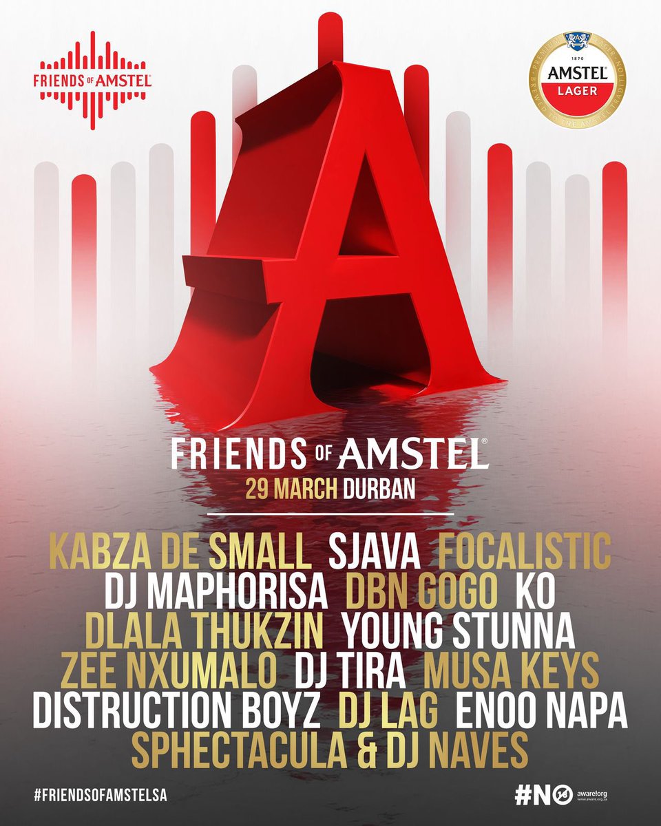 We all know the vibe at #FriendsOfAmstelSA is always unmatched 🥹so Durban prepare yourselves to have a good time 🥳