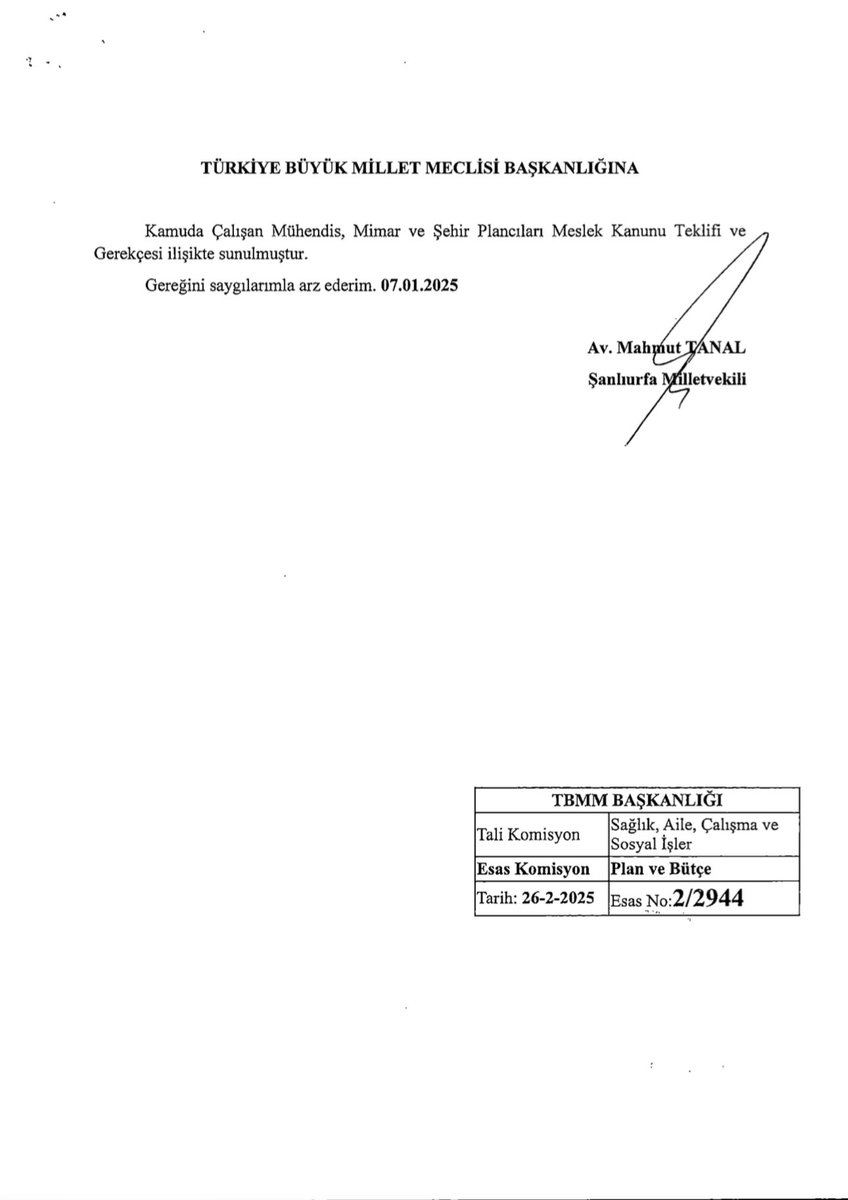 Şanlıurfa Milletvekilimiz Sayın Mahmut TANAL tarafından Türkiye Büyük Millet Meclisimize Kamuda Çalışan Mühendis, Mimar ve Şehir Plancıları Meslek Kanunu teklifi sunulmuştur. Sayın vekilimize Kamu Mühendislerine desteklerinden dolayı çok teşekkür ederiz.

Ülkemiz için emek veren