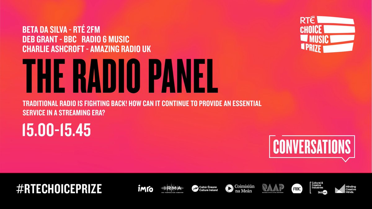 RTÉ Choice Music (@choiceprize) on Twitter photo 🗣️RTÉ Choice Prize Conversations🗣️
The Radio Panel with <a href="/betadasilva7/">Beta Da Silva</a>, Deb Grant from <a href="/BBC6Music/">BBC Radio 6 Music</a> and <a href="/charlieashcroft/">Charlie Ashcroft</a> in <a href="/BIMMDublin/">BIMM Dublin</a>
March 6th
Tickets for the full day are only €5 and can be got here : choicemusicprize.ie/conversations/
#RTEChoicePrize 🗣️RTÉ Choice Prize Conversations🗣️
The Radio Panel with <a href="/betadasilva7/">Beta Da Silva</a>, Deb Grant from <a href="/BBC6Music/">BBC Radio 6 Music</a> and <a href="/charlieashcroft/">Charlie Ashcroft</a> in <a href="/BIMMDublin/">BIMM Dublin</a>
March 6th
Tickets for the full day are only €5 and can be got here : choicemusicprize.ie/conversations/
#RTEChoicePrize