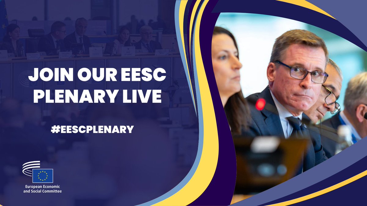 🚨 LIVE: Our February #EESCPlenary has started!

Join us as we debate on:
🧭 #EUCompetitiveness, #SingleMarket &amp; regulatory simplification;
🙋‍♀️ HL forum on #WomensRights;
🇵🇱 @POLAND25EU priorities;
🇪🇺 The EU &amp; #CivilSociety;
🇺🇦 Ukraine war.

Watch  live → europa.eu/!qQ64Yc