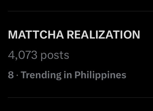 Tag is Trending at Eighth Spot Nationwide with more than Four Thousand Tweets Unlocked!

MATTCHA REALIZATION

#HTSARFWhiteFlag
#DonBelleOnPrimetime
#HowToSpotARedFlag