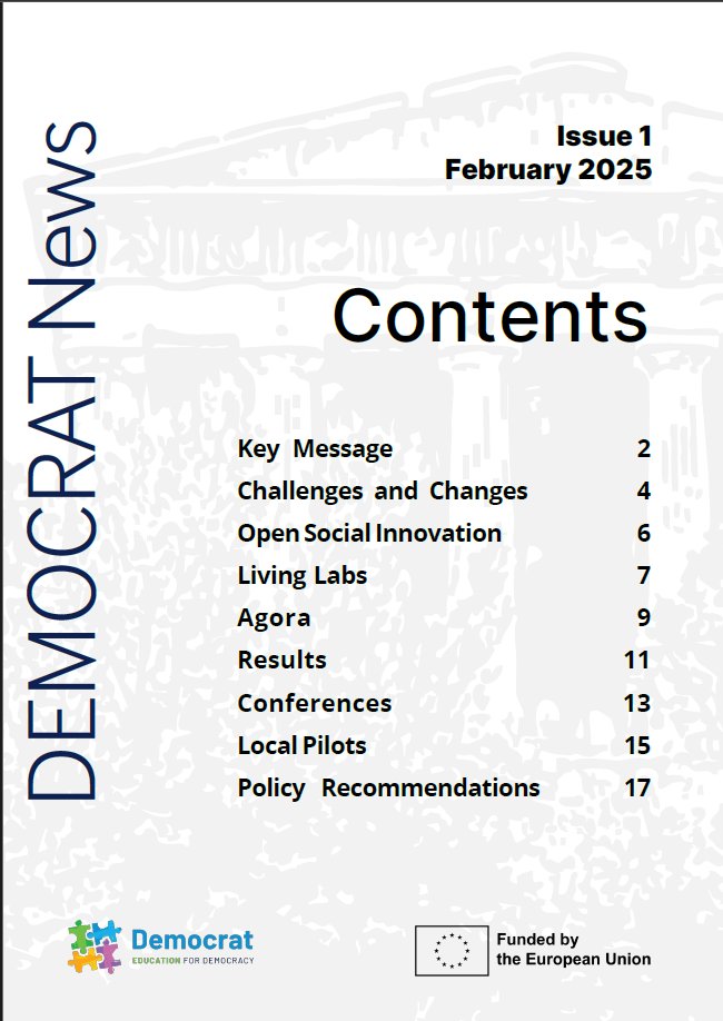 📢 DEMOCRAT NEWS (Feb 2025) is out! 📰 Discover how education can strengthen democracy. 

Read now 👉 democrat-horizon.eu/wp-content/upl… #EducationForDemocracy