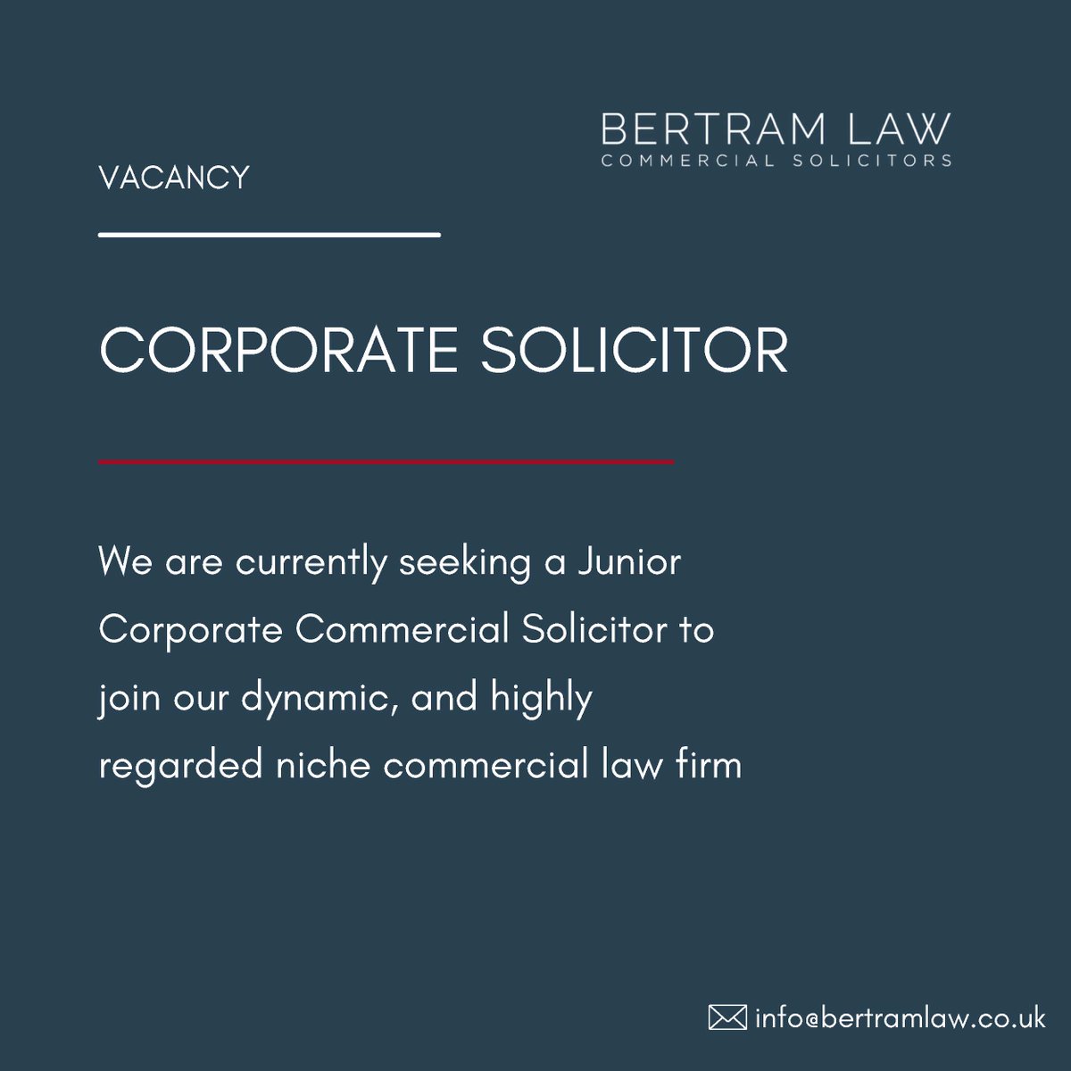 BL_Solicitors's tweet photo. 📢 We are currently recruiting motivated and enthusiastic individuals across
a number of roles to join our dynamic, and highly regarded commercial law firm

To find out more about these exciting roles, email info@bertramlaw.co.uk or head over to the Jobs section on our LinkedIn✨ https://t.co/51ktYw8Uoo