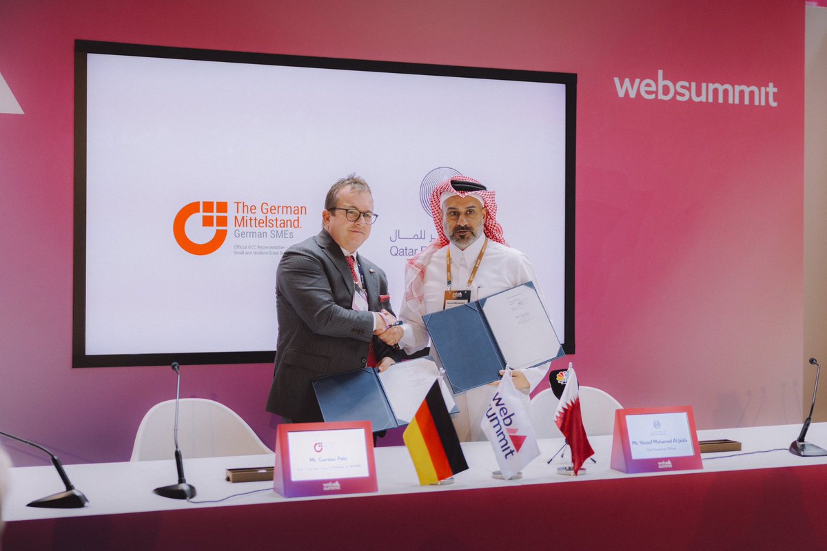 Qatar Financial Centre (@qfcauthority) on Twitter photo We are pleased to announce the signing of an MoU between QFC and <a href="/BVMWGCCSME/">The German Mittelstand GCC Office</a> at #WebSummitQatar - a significant step towards strengthening economic and investment ties between our two markets. 🇶🇦🇩🇪 We are pleased to announce the signing of an MoU between QFC and <a href="/BVMWGCCSME/">The German Mittelstand GCC Office</a> at #WebSummitQatar - a significant step towards strengthening economic and investment ties between our two markets. 🇶🇦🇩🇪