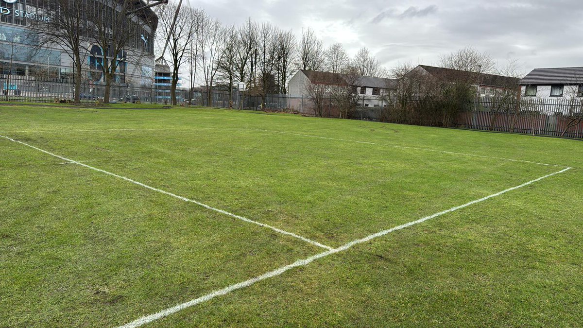 We have a team out today doing the first pitch marking of the year at The School of the Resurrection in Manchester in the shadow of the Etihad Stadium. Ready for a junior football game on Thursday!