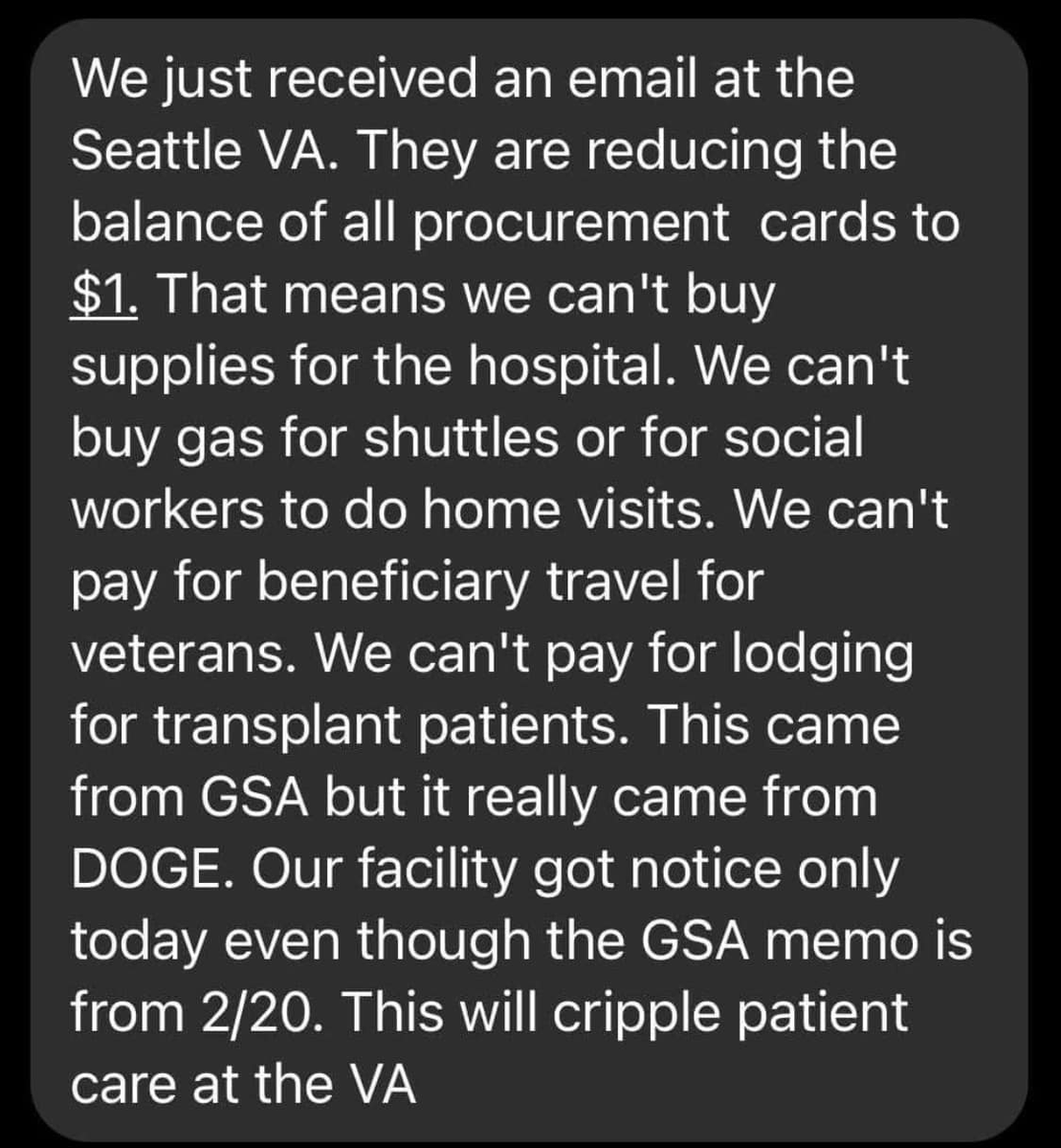 JamesTate121's tweet photo. If you are ok with DOGE hurting our veterans FUCK YOU! https://t.co/ZzFzQYeluo