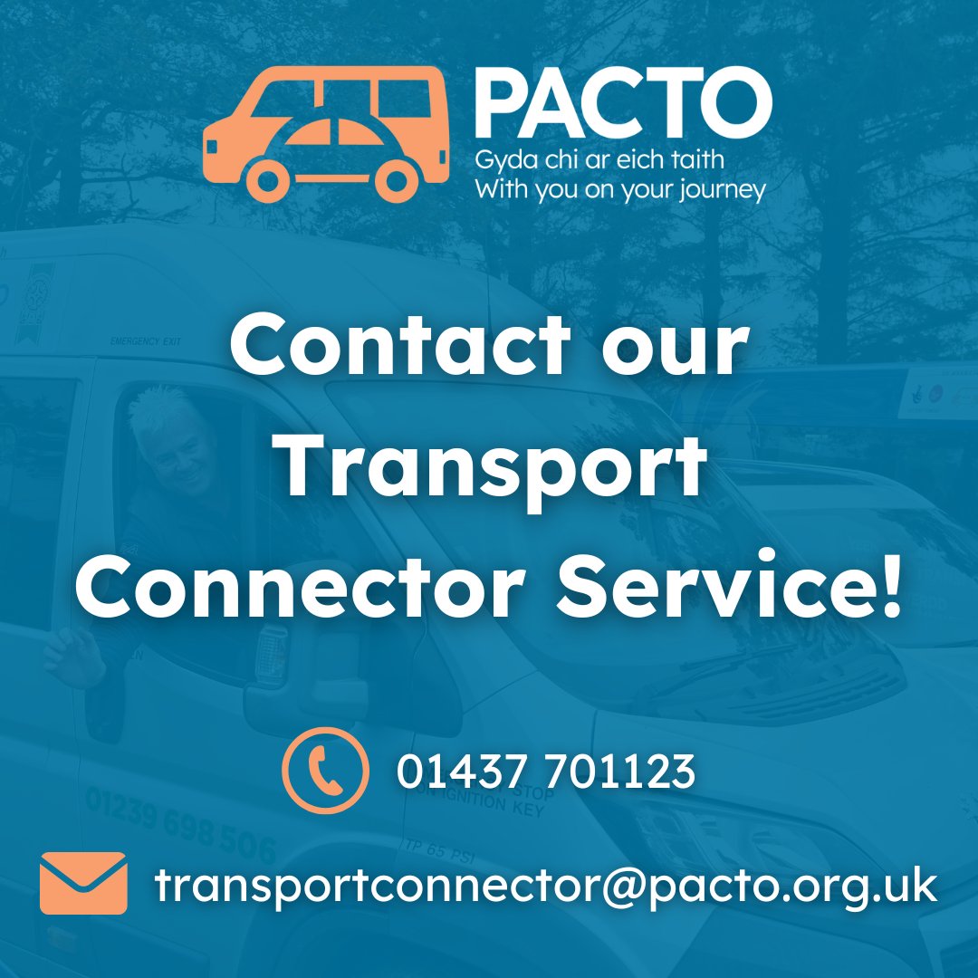 PACTO (@pacto2004) on Twitter photo Have an enquiry regarding transport in Pembrokeshire? 🤔
Our Transport Connector Service team are on hand to help! 🤝
📞 01437 701123
📧 transportconnector@pacto.org.uk Have an enquiry regarding transport in Pembrokeshire? 🤔
Our Transport Connector Service team are on hand to help! 🤝
📞 01437 701123
📧 transportconnector@pacto.org.uk
