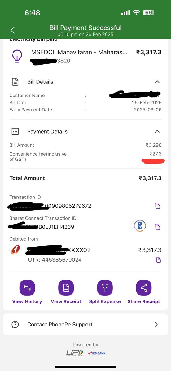 viru_m's tweet photo. @PhonePeSupport why is PhonePe charging more on MSEB bill amount than other bill pay platforms? Bill amount already has a GST component, what is this Convenience Fee ? First screen from @amazonpay and second screen where I made payment by paying extra 27.3 Rs in @PhonePe https://t.co/LXlyFAplOm