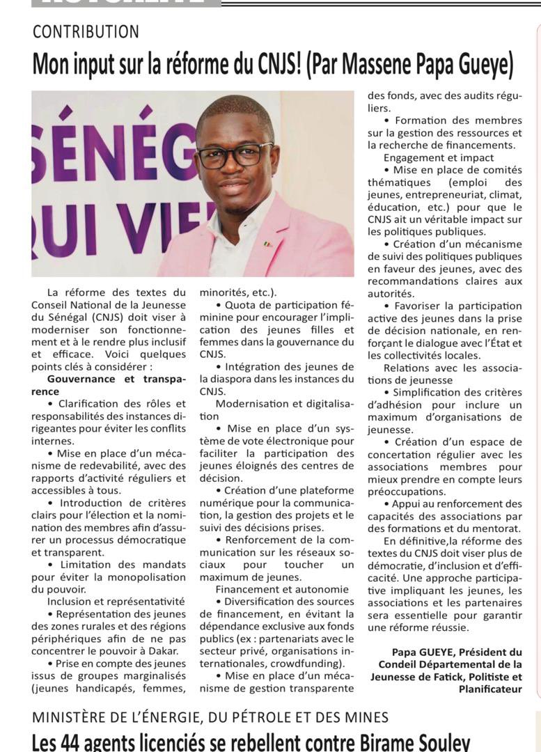 masseneady's tweet photo. Ma contribution sur la réforme du CNJS https://t.co/5z6oq4GQS0