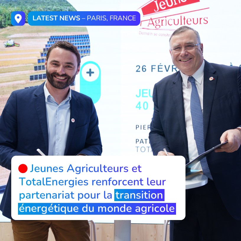 TotalEnergies (@totalenergies) on Twitter photo 👨🏽🌾🚜 A l’occasion du #SalondelAgriculture, <a href="/TotalEnergies/">TotalEnergies</a> et <a href="/JeunesAgri/">Jeunes Agriculteurs</a> annoncent la signature d'un protocole de coopération visant à accompagner les jeunes agriculteurs dans la transition énergétique pour contribuer à la pérennisation de leurs activités tout en attirant les 👨🏽🌾🚜 A l’occasion du #SalondelAgriculture, <a href="/TotalEnergies/">TotalEnergies</a> et <a href="/JeunesAgri/">Jeunes Agriculteurs</a> annoncent la signature d'un protocole de coopération visant à accompagner les jeunes agriculteurs dans la transition énergétique pour contribuer à la pérennisation de leurs activités tout en attirant les