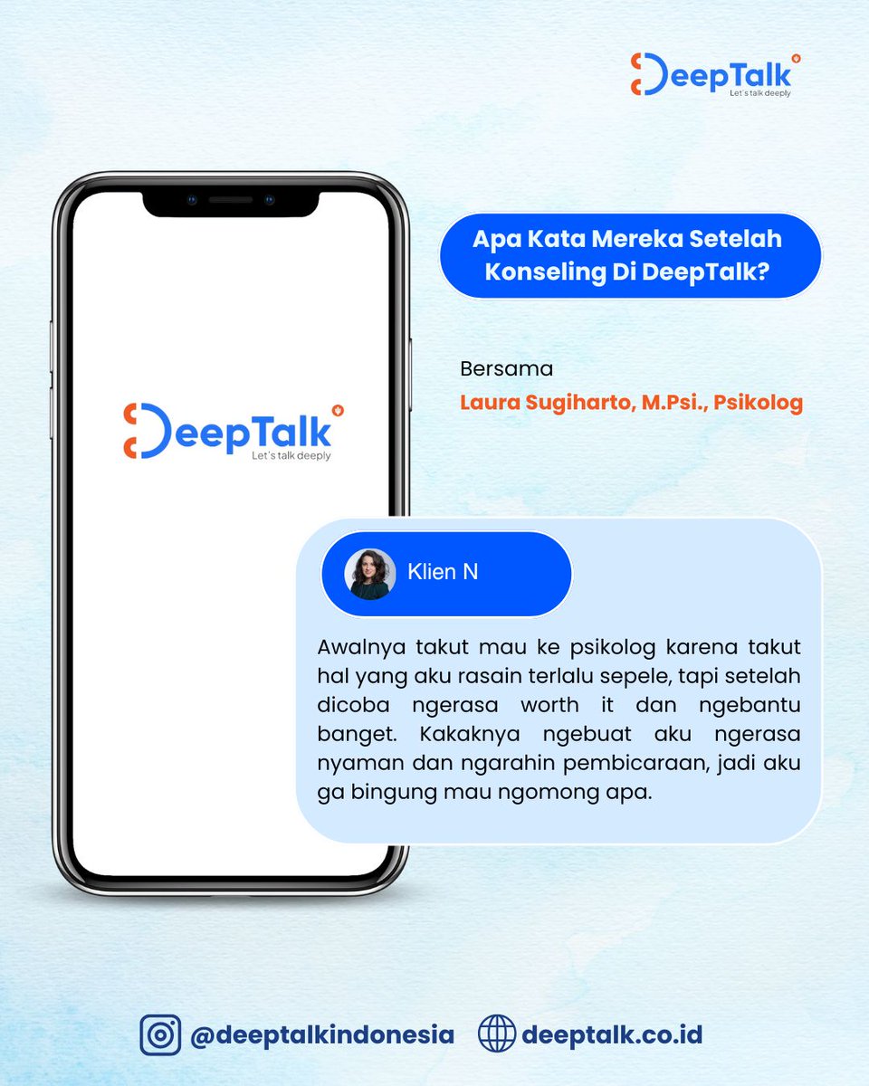 Haii DeepTalky

Masih ragu buat konseling? Tenang, kamu nggak sendiri. Banyak yang udah coba dan merasakan manfaatnya.