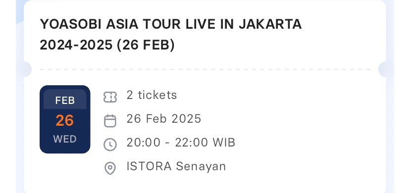 PatbunID's tweet photo. WTS 2 tix Yoasobi Asia Tour CAT 2A Day 1
Minat pm aja
Harga 2juta (2tiket) 
Prefer cod venue. Dianter ampe masuk

Ketemuan di TKP sekaraaaaanggg https://t.co/7PvdiS6oYr