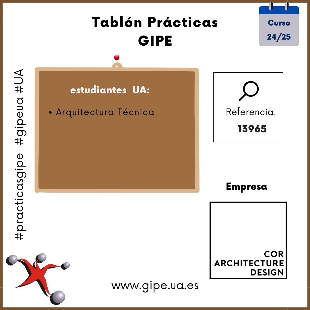 GIPE (@gipeua) on Twitter photo Tablón de ofertas de Prácticas:
Estudiante Grado Arquitectura Técnica (Alicante)
gipe.ua.es/es/tablon-de-o…
<a href="/EPSAlicante/">EPS Alicante</a> <a href="/DEEPSUA/">Delegación de Estudiantes EPS UA</a> <a href="/DE_AT_EPSA/">Delegación AT UA</a> #practicasgipe #gipeua #UA Tablón de ofertas de Prácticas:
Estudiante Grado Arquitectura Técnica (Alicante)
gipe.ua.es/es/tablon-de-o…
<a href="/EPSAlicante/">EPS Alicante</a> <a href="/DEEPSUA/">Delegación de Estudiantes EPS UA</a> <a href="/DE_AT_EPSA/">Delegación AT UA</a> #practicasgipe #gipeua #UA