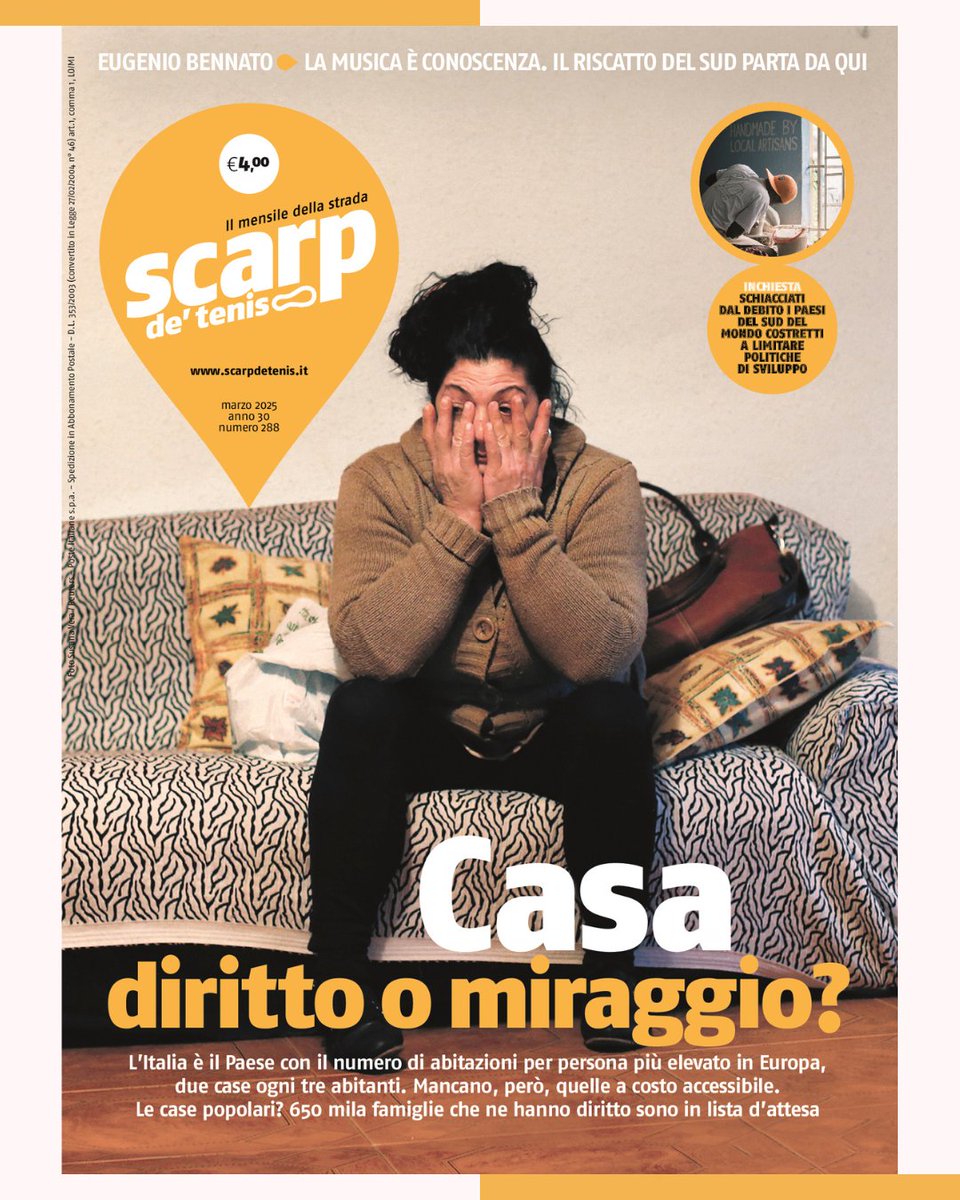 Scarp de' tenis (@scarpdetenis) on Twitter photo πANTEPRIMA: la cover di marzo di <a href="/scarpdetenis/">Scarp de' tenis</a>
#Casa sempre piΓΉ cara, accessibile per pochi.
L'intervista a Eugenio Bennato e il riscatto del Sud.
L'inchiesta: Il boom del debito estero affossa i Paesi del Sud del mondo
Acquistalo qui: shop.scarpdetenis.it πANTEPRIMA: la cover di marzo di <a href="/scarpdetenis/">Scarp de' tenis</a>
#Casa sempre piΓΉ cara, accessibile per pochi.
L'intervista a Eugenio Bennato e il riscatto del Sud.
L'inchiesta: Il boom del debito estero affossa i Paesi del Sud del mondo
Acquistalo qui: shop.scarpdetenis.it