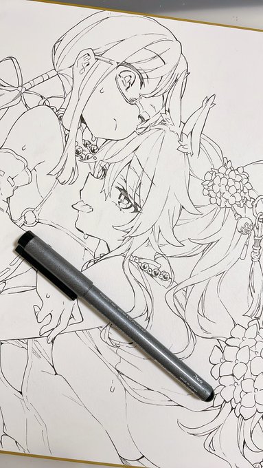 色紙絵のペン入れ終わった✌️これから塗っていくぞー

#森島コン浄泉寺サイン会 