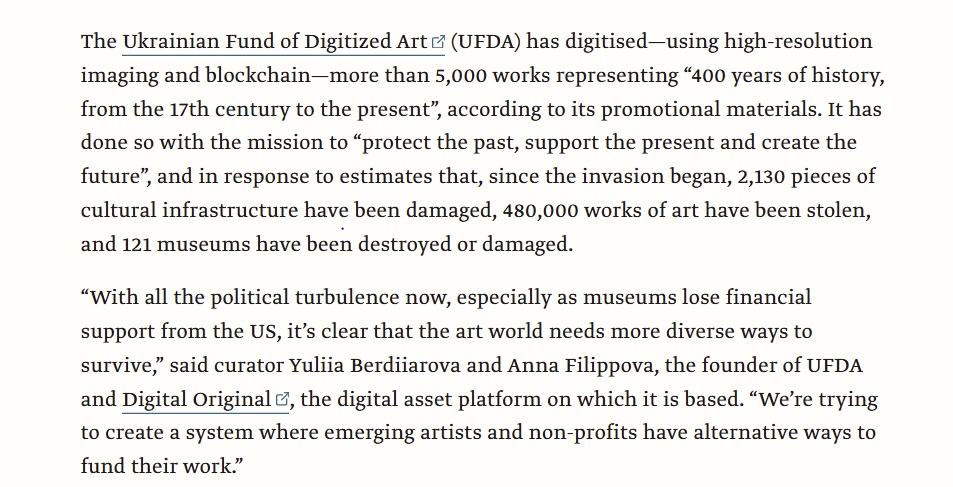dgtlrgnl's tweet photo. Honored to be featured in @TheArtNewspaper 📰
Grateful to be part of their latest feature, "Three Years On from Russia’s Invasion, Ukraine’s Artists and Museums Keep Up the Fight for Their Country’s Culture" 🇺🇦

📖 Read the article here: https://t.co/PKVEyy4YAa https://t.co/QPszFOfrhS