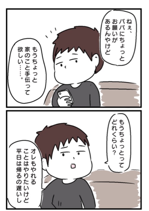 夫に家事育児を手伝ってもらいたい。0/4

#エッセイ漫画 
