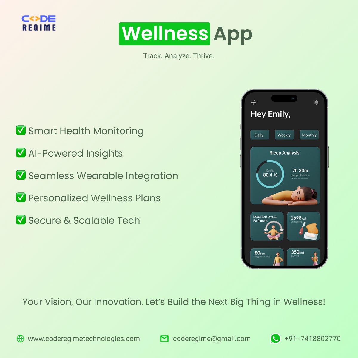 RegimeCode's tweet image. #wellnessapp #healthcareapp #healthtech #coderegimetechnologies #appdevelopment #customsoftware #trackingsolutions #globalapp  #usa #uk #europe #b2c #sales #b2b #ITsales #uae #fitnessapp #japan #yogaapp #australia #northindia #kerela #gymapp #smartapp