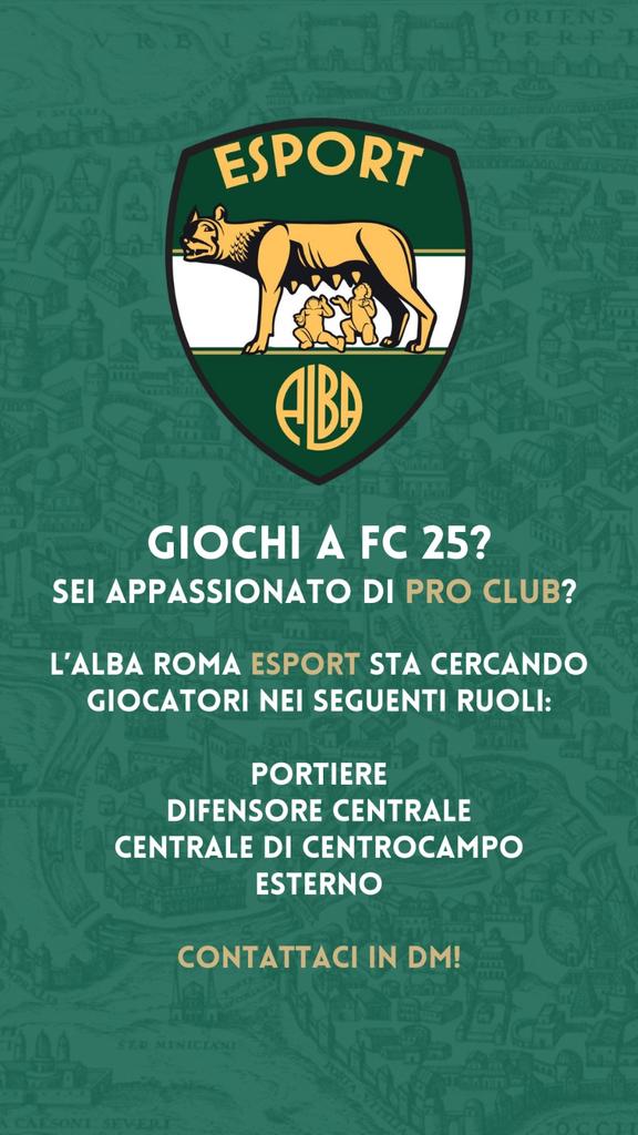 Mastro (@albaromaesport) on Twitter photo #albaromaesport
Team ufficiale
Siamo Alla ricerca di gente ATTIVA e FORTE in vista Dell apertura del mercato nelle varie competizioni.
Titolarità da guadagnare.
<a href="/LNDEsport1/">LND Esport</a> lazio
<a href="/VPLItaly/">VPL Italy 🇮🇹</a> serie B
<a href="/eLUDO_official/">eLUDO</a> serie B
#FC25 #proclub #calcio #Calciomercato #games #virtual #albaromaesport
Team ufficiale
Siamo Alla ricerca di gente ATTIVA e FORTE in vista Dell apertura del mercato nelle varie competizioni.
Titolarità da guadagnare.
<a href="/LNDEsport1/">LND Esport</a> lazio
<a href="/VPLItaly/">VPL Italy 🇮🇹</a> serie B
<a href="/eLUDO_official/">eLUDO</a> serie B
#FC25 #proclub #calcio #Calciomercato #games #virtual